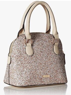 Aldo Glitter Satchel in Champagne and Cream
